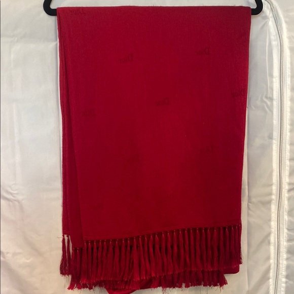 Christian Dior Red Cashmere Scarf - Picture 1 of 6